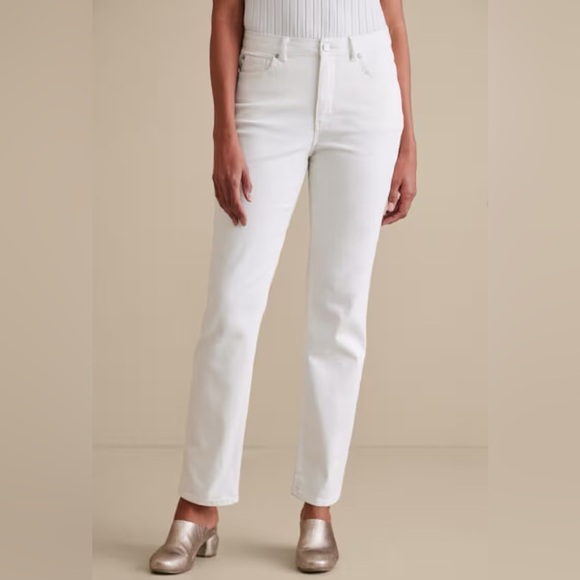 Soft Surroundings Ultimate Denim Straight Leg Jeans in Pearl Ivory Color - 22W - Picture 1 of 9